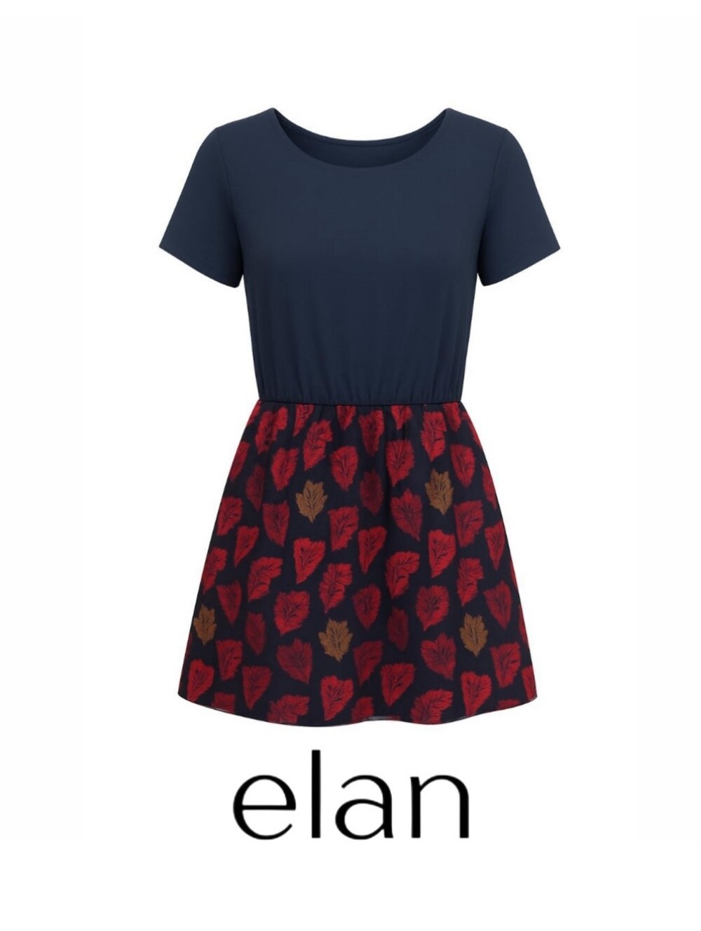 Brocade Mini With Navy Open Back Dress by Elan.